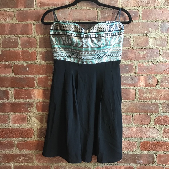 Forever 21 Dresses & Skirts - 🛑 NOT FOR SALE: Turquoise metallic sequined strapless dress, NWT